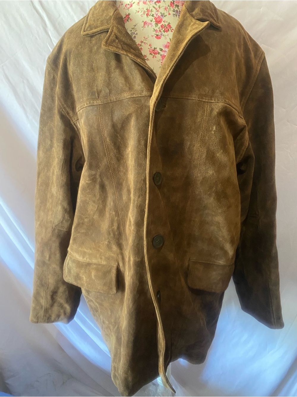 Wilsons Leather Chestnut Brown Suede Pea Coat